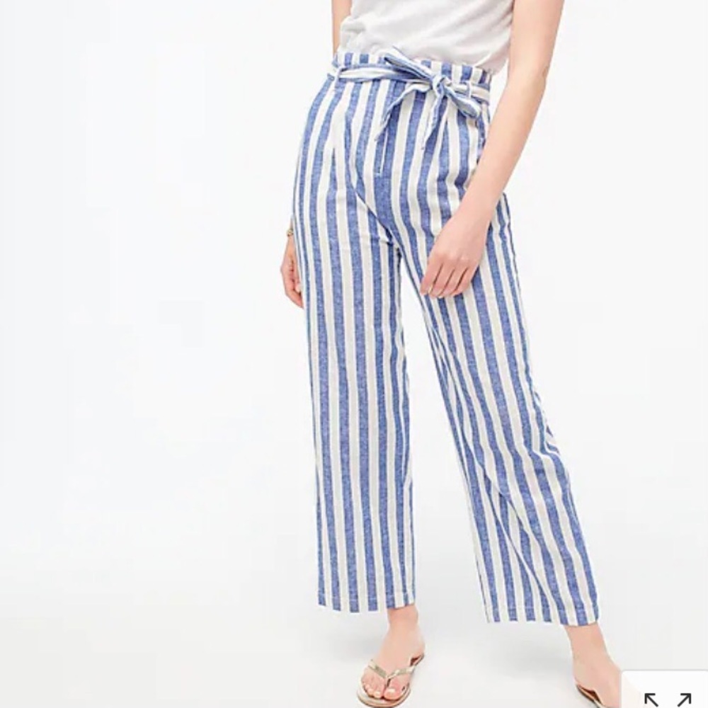 J Crew linen cotton paper bag pants